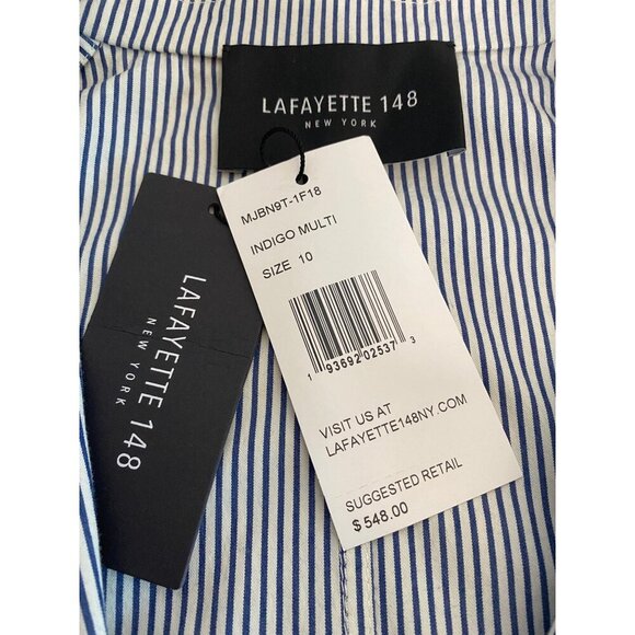 Lafayette 148 NWT Blazer Striped Blazer Detachable Rope Belt‎ Womens Size 10 - Picture 11 of 14